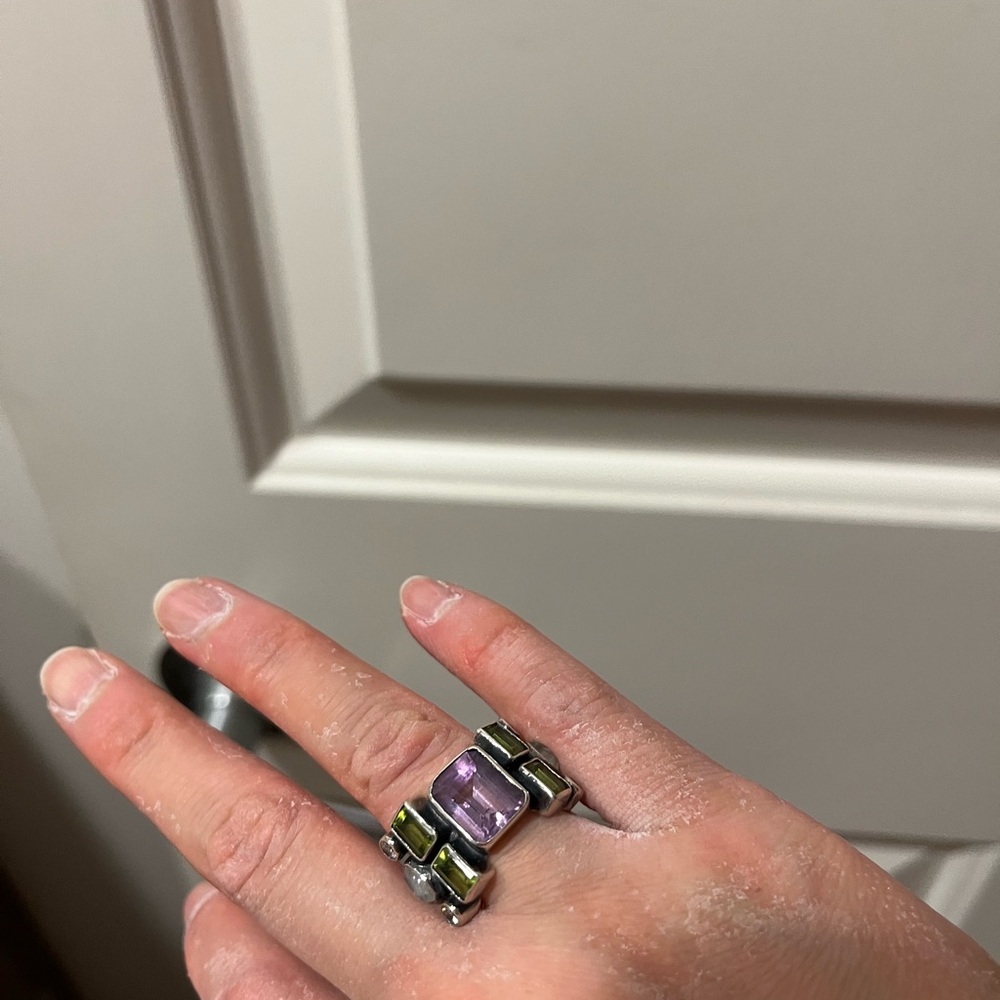 Nicky Butler Purple Green and Silver Ring